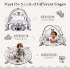 7-in-1 XL Large Baby Play Gym Mat, Tummy Time Mat, Baby Gym & Ball Pit, Baby Activity Mat with Milestone Cards & 6 Detachable Toys for Sensory Motor Skill, Grey Koala - Image 4