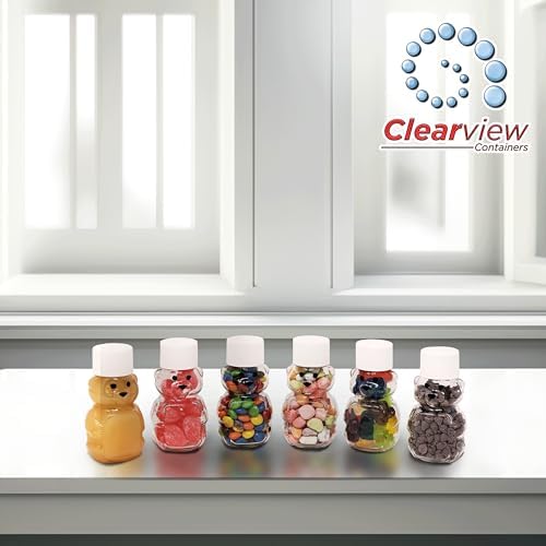 – 24 Pack 2 oz BPA-Free Plastic Honey Bear Bottles with Sealable White Screw Top Lids, Clear Mini Squeeze Bottles for Honey, Samples & Party Favors (24pk, 2oz, WHT) - Image 6