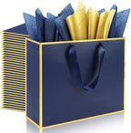 Addblu 24 Pack Navy Blue Large Gift Bags with Handles & 72 Tissue Papers by Unknown