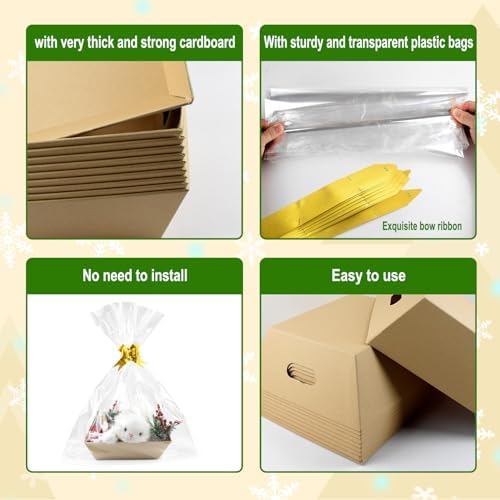 10PACK Empty Gift Basket Set, 11.8x9.8” Thick Kraft Market Tray Gift Basket - Image 3