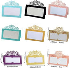 Name Tent Table Cards 200Pcs Vintage Flower Laser Cut Table Name Place Cards Lace Name Message Setting Card Wedding Birthday Party Favor Decoration(Red) - Image 2