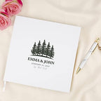Andaz Press Personalized Wedding Guestbook with Gold Accents, Pine Trees White Guest Sign in Guest Registry 120 Pages 8.5 X 8.5 Memories Book for DIY, Scrapbook, Photo Album - Image 2