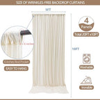 20x10ft Wrinkle Free Ivory Backdrop Curtain for Parties Soft Fabric Drapes Wedding Ivory Curtain Backdrop for Birthday Party Decorations Background for Photography 5x10ft,4 Panels - Image 3
