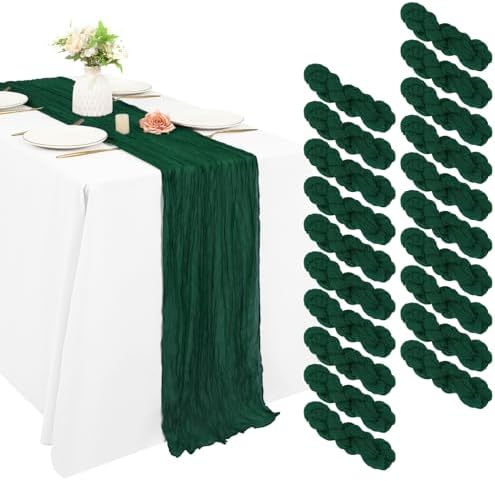 20 Pack Cheesecloth Table Runner 17 x 108 Inch, Emerald Green by REWOMC