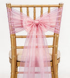 Organza Pink Chair Sashes 50 Pack 7x108 inches Sheer Chair Bows for Wedding Party Birthday Banquet Hotel Restaurant Bridal Shower Baby Shower Event Decorations Tulle Chairs Knots Ties by WENSINL