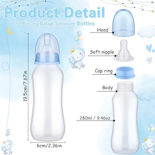 Trelaco 12 Pcs Baby Shower Bottle Chug Game, Elephant, Blue - Image 3