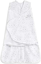 HALO 100% Cotton Sleepsack Swaddle, 3-Way Adjustable Wearable Blanket, TOG 1.5, Midnight Moons Grey, Newborn, 0-3 Months by HALO