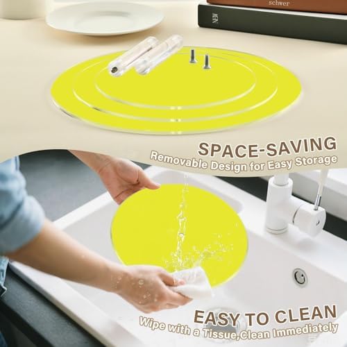 J JOYSAY Yellow Print Acrylic Cupcake Stand 3 Tier Dessert Table Display Set Clear Cake Stands for Wedding Baby Shower Party Decorations Easy Assembly Macaron Tower - Image 4