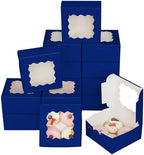 Bakepacker 60pcs Navy Blue Cookie Boxes 6x6x3 inches Easy Assemble Macaroon Pastry Boxes Bakery Boxes with Window for Bakery by Bakepacker