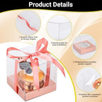 EUSOAR Rose Cupcake Boxes, 100 Packs 3.5 Inch Clear Single Individual Pastry Cupcake Containers with Inserts, Dessert Muffins Holder Disposable Cake Carrier for Wedding Party Favor Decor-Rose Gold - Image 3