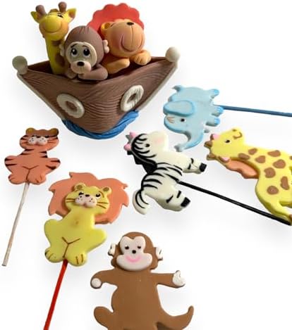 Noah's Ark Cake Toppers Set: Flat figurines cupcake topperes and Centerpiece for Party Decorations - Birthday Party Baby Shower - Animal theme party - Image 5