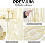 Champagne Satin Backdrop Curtains 4 Panels - Glitter Photo Drapes for Baby Shower, 20x10FT Shimmer Back Drop Cloth, Wrinkle Free for Birthday Party Prom Wedding Stage Background - Image 2