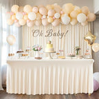 2 Packs Ivory Table Clothes for 4 Foot Rectangle Tables, One-Piece Wrinkle Resistant Stretch Spandex Table Covers with Skirt for Event Banquet Wedding Birthday Party - Image 4
