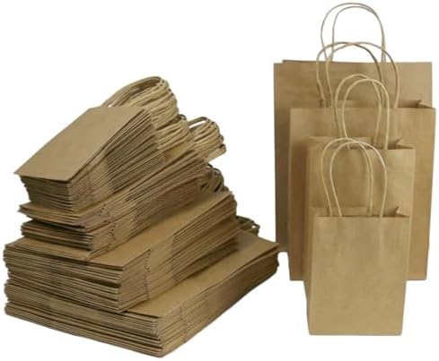 100 Pcs thick Kraft Paper Bags 5.25x8.5x3.25"，Small Shopping Bags with handles Bulk，Craft Gift Bags, Retail Bags, Recycled Bulk, Brown Paper Bags for Wedding，Packaging, Birthday Party，Business, Goody and Kraft Merchandise Bag (5.25x8.5x3.25inch, Origin... - Image 6