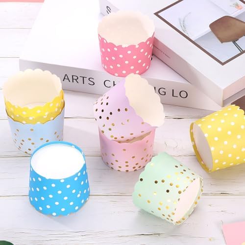HARFINGTON 150Pcs Paper Baking Cups 6oz Cupcake Wrappers Gradient Blue - Image 4