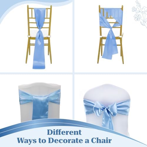 MDS® Pack of 150 Satin Chair Sashes for Wedding & Events – Baby Blue - Image 4