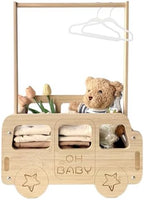 fun-plus Baby Shower Crate Closet, Bus Shape Baby Shower Basket with Handle Baby Storage Crate, Wooden Crate for Pregnancy New Parent (Bamboo made) by Unknown