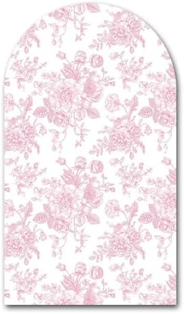 Peach Pink Floral Arched Backdrop Covers Double-Sided Stretchy Arch Stand Cover for Girls Birthday Baby Shower Fiesta Party Decoration Supplies(No Stand!) by Iydamc