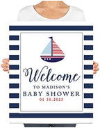 Andaz Press Personalized Large Canvas Baby Shower Welcome Sign, 16 x 20 Inches, Nautical Sail Boat, Guestbook Alternative, Custom Baby Shower Sign, for Nautical Baby Shower, Baby Sprinkle Theme - Image 3