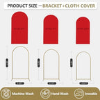 Arch Backdrop Stand and Cover Set, 3 Metal Balloon Arch Backdrop 4ft 5ft 6ft, Gold Arched Stand Frame for Wedding, Parties,Birthday, Backdrop Decorations (Red,4ft+5ft+6ft) - Image 2
