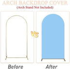 7.2FT 6.6FT 6FT Set of 3 Spandex Fitted Wedding Arch Stand Covers Baby Blue Arch Backdrop Cover Chiara Backdrop Cover Round Top Arch Covers for Bridal Baby Shower Wedding Ceremony Decorations - Image 6