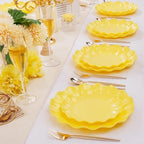 LIYH 24Pcs Yellow Plastic Plates Reusable, Dinner And Salad Set For Parties - Image 6
