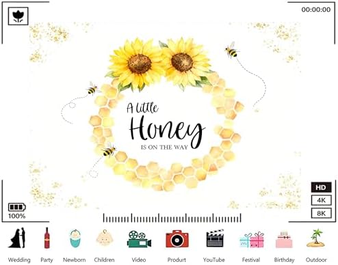 Trykid 12x8ft Sunflower Honeycomb Baby Shower Backdrop A Little Honey is on The Way Yellow Floral Photography Background Gender Reveal Party Decoration Photoshoot Studio Props Fabric - Image 3