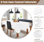 Fitable 6 Pack White Faux Linen Tablecloths Rectangle 90x132 Inch - Image 5