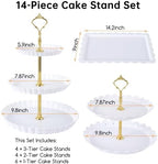Garvee 14 Pcs Dessert Table Display Set, Thick Plastic Cupcake Stands, 4 x Three-Tier and 4 x Two-Tier Cupcake Stands, 6 x Appetizer Trays, Ideal for Tea Party, Wedding, Birthday, Baby Shower - Image 2