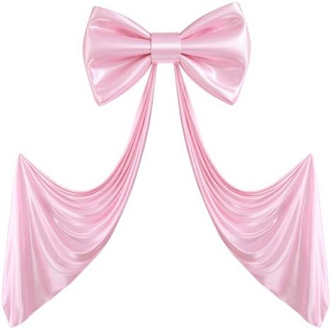 Giant Pink Bow for Backdrop 80x24 Inches Large Satin Ribbon Bow Wall Decor for Wedding Birthday Baby Shower Party Photo Booth, Washable Reusable Big Bow for Nursery Bedroom Door Hanging Decoration by Gogoparti