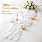 20 Pack White 17 x 108 Inch Cheesecloth Table Runner - Boho Gauze Sheer Fabric for Wedding Baby Shower Party Home Decor - Image 5
