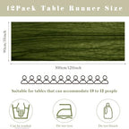 12 Pieces 10FT Olive Green Cheesecloth Table Runner Boho Gauze Fabric Runner for Tables Rustic Sheer Runner for Wedding Bridal Shower Birthday Holiday Party Table Arbor Decor (35 x 120 Inches Long) - Image 3