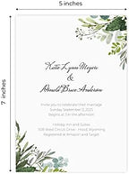Canopy Street Personalized Greenery Script Invitations / 25 Custom Modern Wedding Invites With White Envelopes / 5" x 7" Flat Watercolor Botanical Party Invite/Made In The USA - Image 5