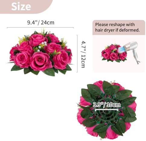 NUPTIO Flower Ball for Table Centerpieces: Hot Pink Artificial Rose - Image 3