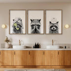 flowtorely Raccoon Bathroom Wall Decor Art 16x11 Inch Set of 3 Wood - Image 6