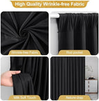 24x10FT Black Backdrop Curtains for Wedding Parties, Wrinkle Free Polyester Photography Backdrop Drapes for Wedding Baby Shower Birthday Parties Stage Background Stand Decorations 4x10ft,6 Panels - Image 2