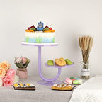 2 Tier Cake Stand, Metal Cupcake Stand Dessert Display Trays of 10/8 Inch, Tall Cake Stand for Wedding, Baby Shower, Home Decor, Throw Events and Parties (Purple) - Image 6
