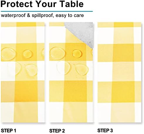 Hiasan Checkered Tablecloth Rectangle 60 x 140 Inch, Yellow and White - Image 3
