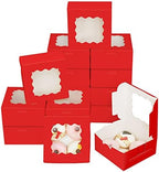 Bakepacker Red Cookie Boxes With Window 6x6x3 inches 100pcs by Bakepacker