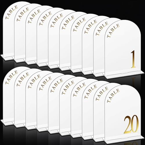 Aceorbit White Wedding Table Numbers 1-20 with Stands 5" x 7" by Unknown