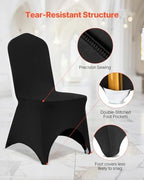 VEVOR 50 Pcs Black Chair Covers Polyester Spandex Stretch Slipcovers for Wedding Party Dining Banquet Arched-Front Chair Covers - Image 6