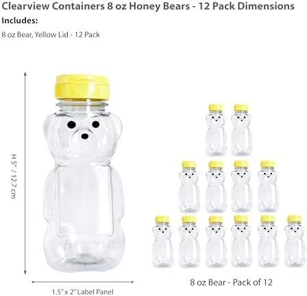 8 Ounce Plastic Squeezable Honey Bears with Sealable Flip Top Lids - BPA Free, Hand Wash Only (Yellow, 12 Pack) - Image 2
