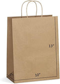 Eupako 10x5x13 Brown Paper Bags 100 Pack, Kraft Gift Bags with Handles by Eupako