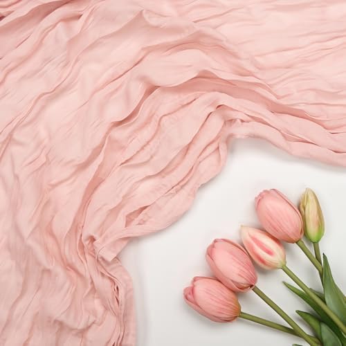 6 Pack Blush Pink Cheesecloth Table Runner 10Ft 23 x 120 Inch - Image 4