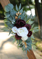 Artificial Burgundy Wedding Arch Flower Floral Swags Set of 2 - Image 6
