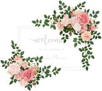 2pcs Dusty Pink Artificial Flower Swags Decor Wedding Welcome Sign Easel Board Rose Eucalyptus Garland for Outdoor Party Ceremony Backdrop Reception Entryway Table Decor Faux Floral by AngelaFlower