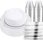 DaYammi 210PCS Silver Plastic Dinnerware Set for 30 Guests by DaYammiwillaccompanyyou