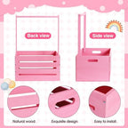 Barydat Wood Baby Shower Basket with Hanger Rack Crate Closet, Pink - Image 3