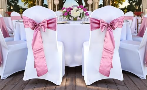 MDS® Pack of 300 Satin Chair Sashes for Wedding & Events – Dusty Pink - Image 2