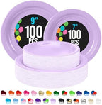 Party Solids Exquisite Lavender Paper Plates Disposable Heavy Duty 200 Pcs - 100-7" & 100-9" Lavender Disposable Plates For Party Heavy Duty 350 GSM For Birthday Supplies by PartySolids